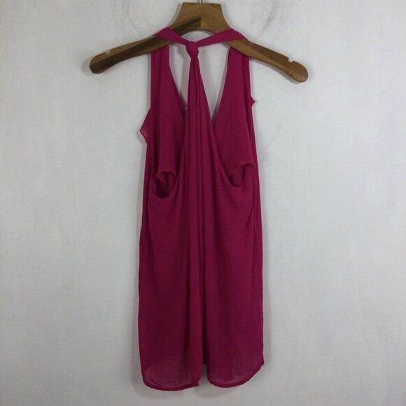 KUT FROM THE KLOTH Womens Sleeveless V-Neck Ruffle Front Sheer Blouse Top Pink M - Picture 3 of 5